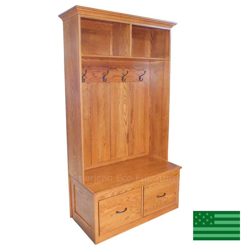 42" Cubby Top Hall Tree with Drawers